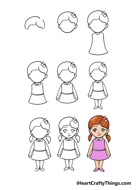 Cartoon Girl Drawing - How To Draw A Cartoon Girl Step By Step