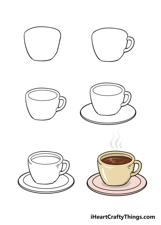 Coffee Cup Drawing How To Draw A Coffee Cup Step By Step