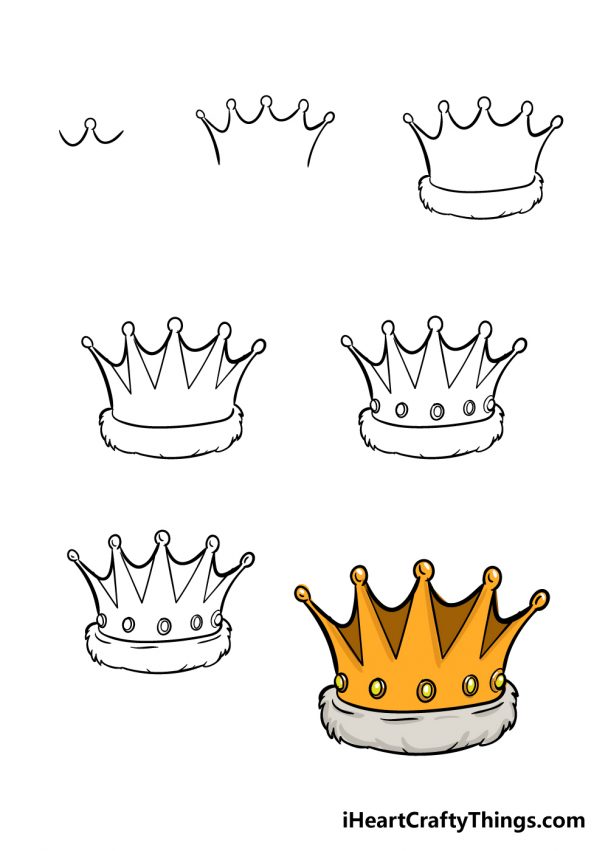 Crown Drawing How To Draw A Crown Step By Step