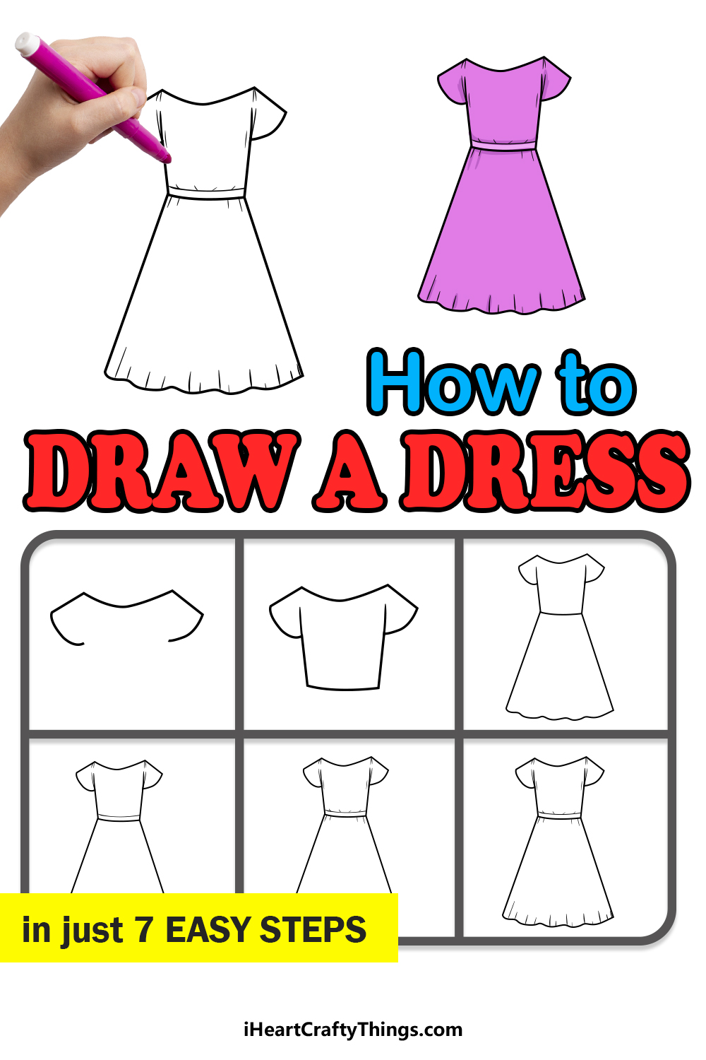 How To Draw A Dress Step By Step For Kids