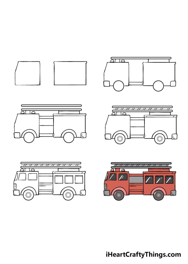 Fire Truck Drawing How To Draw A Fire Truck Step By Step 