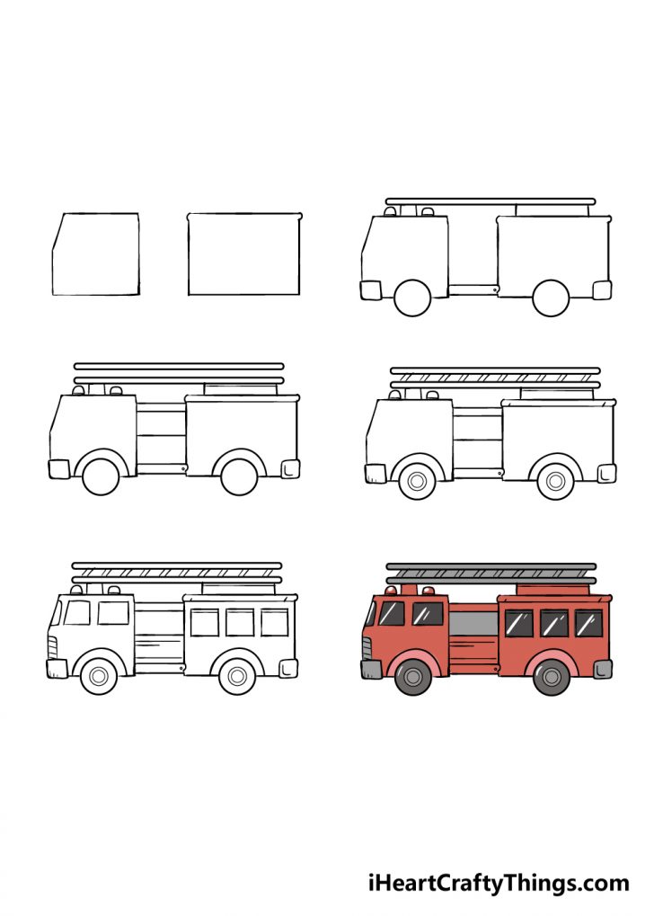 Fire Truck Drawing - How To Draw A Fire Truck Step By Step