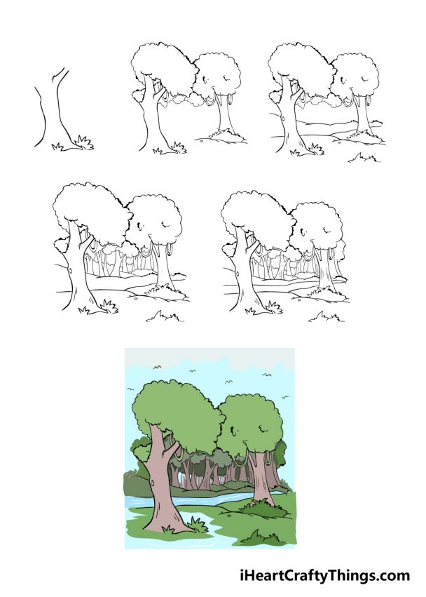 Forest Drawing - How To Draw A Forest Step By Step