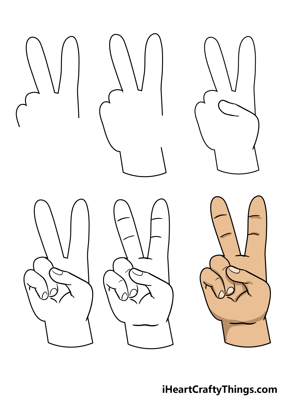 how to draw peace sign in 6 steps
