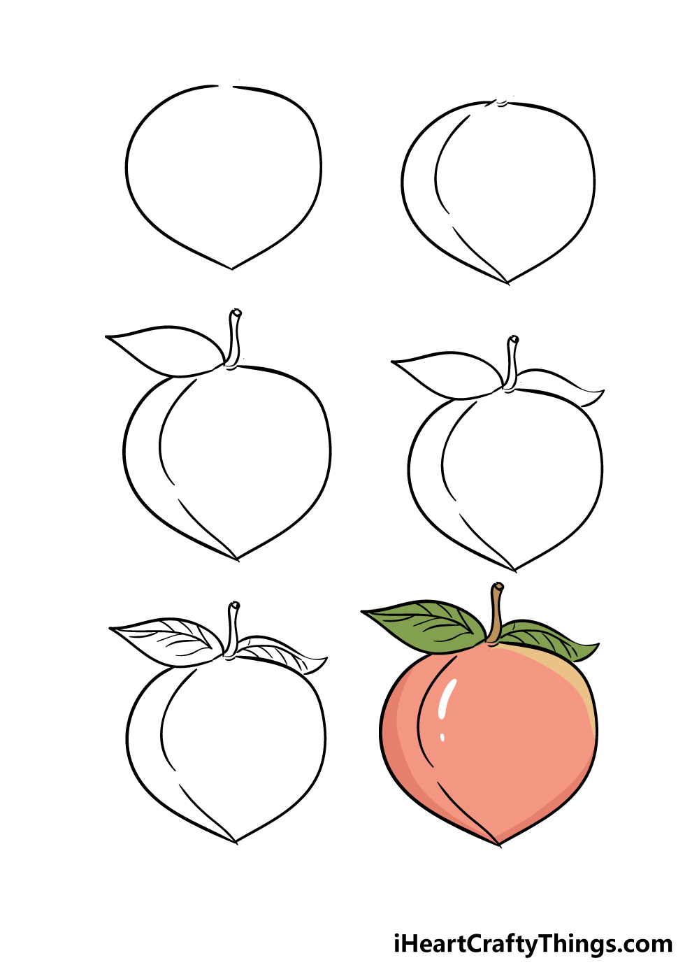 how to draw peach in 6 steps