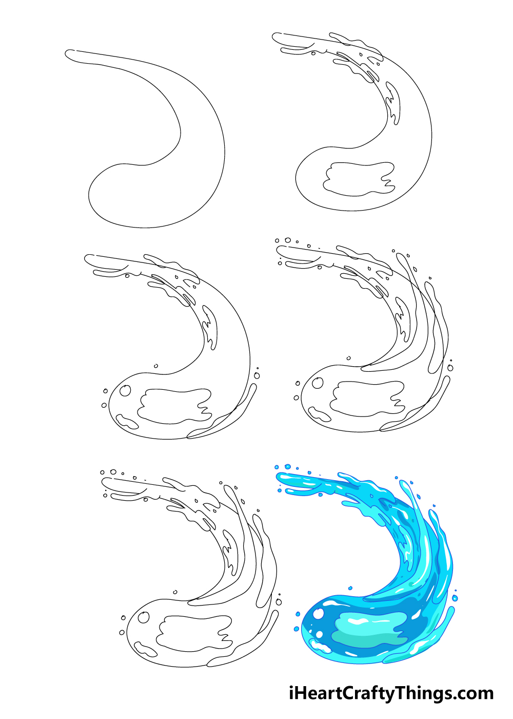 how to draw water in 6 steps