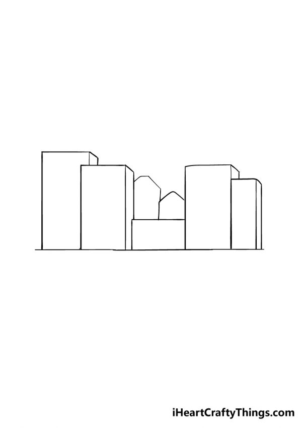 City Drawing - How To Draw A City Step By Step