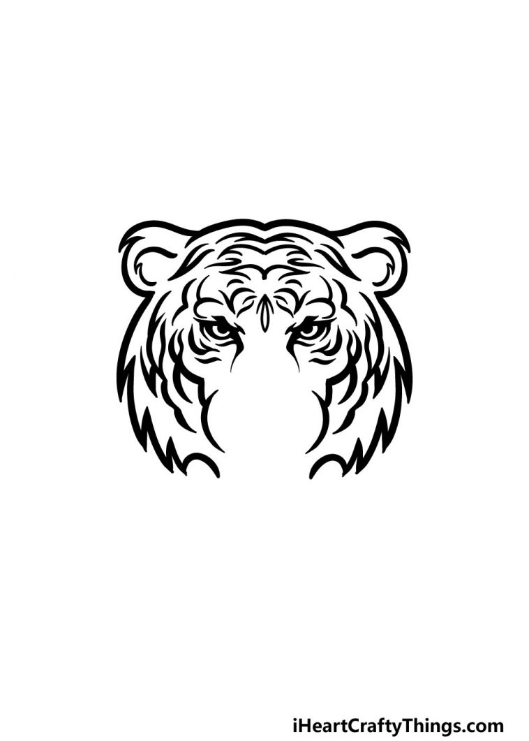 Tiger Face Drawing - How To Draw A Tiger Face Step By Step