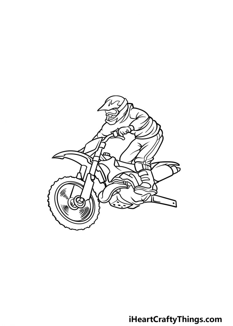 Dirt Bike Drawing - How To Draw A Dirt Bike Step By Step