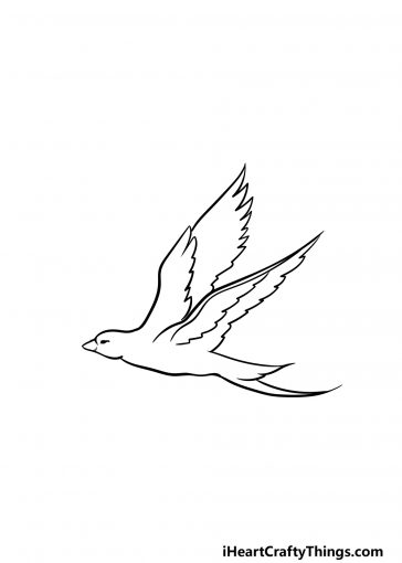 Flying Bird Drawing - How To Draw A Flying Bird Step By Step