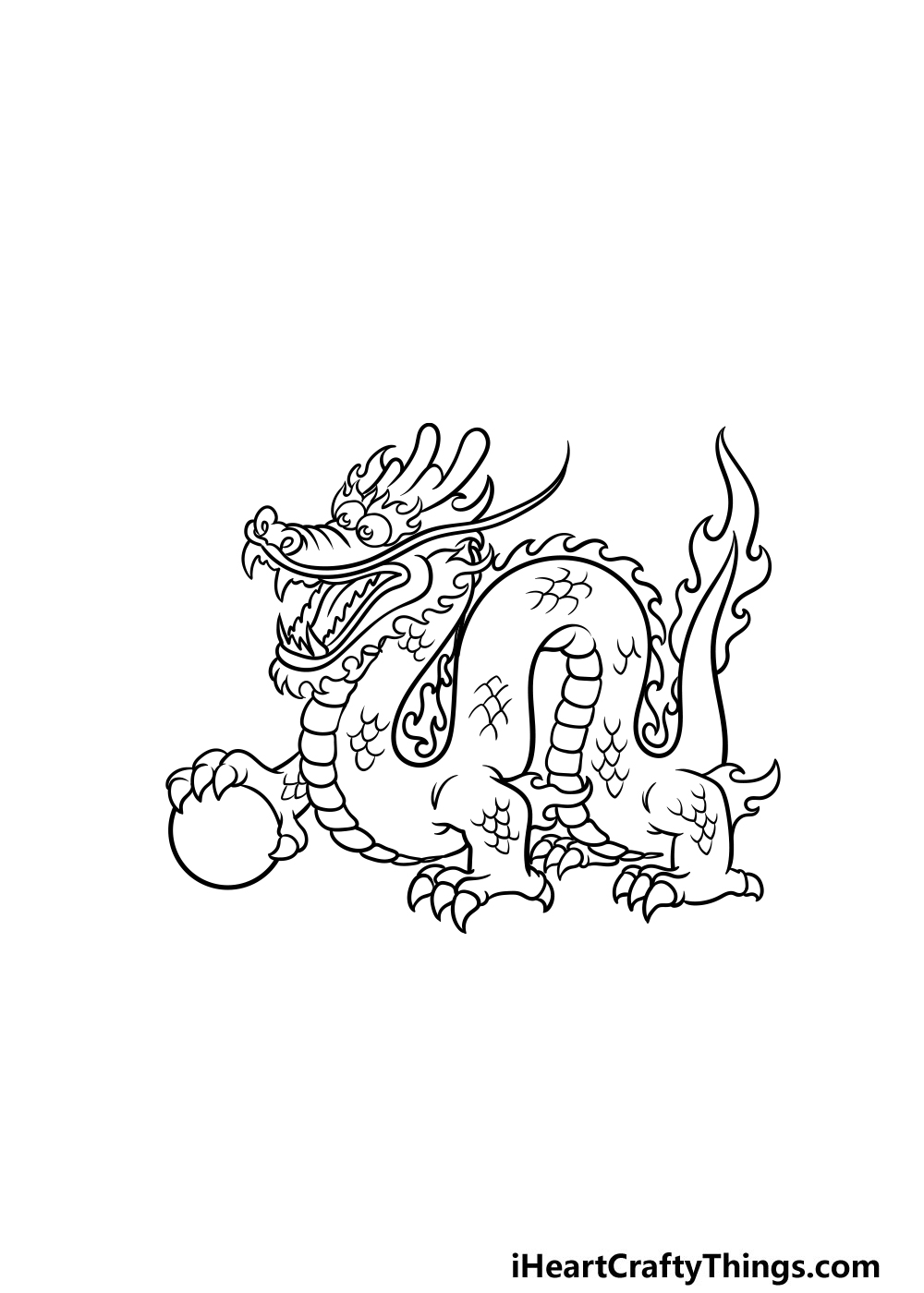 Chinese Dragon Drawing - How To Draw A Chinese Dragon Step By Step