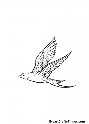 Flying Bird Drawing - How To Draw A Flying Bird Step By Step
