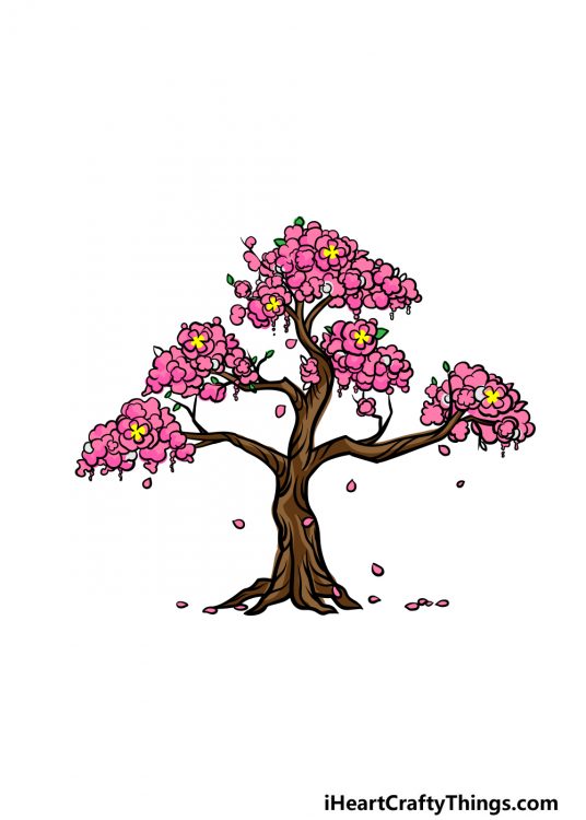 Cherry Blossom Tree Drawing - How To Draw A Cherry Blossom Tree Step By ...