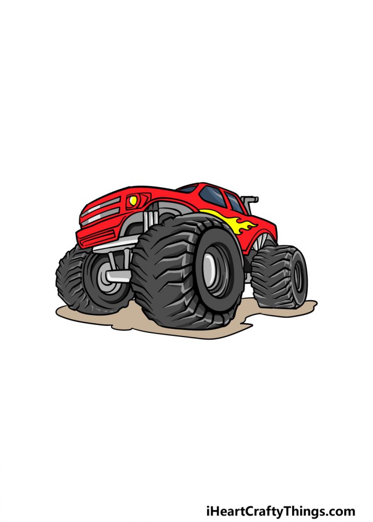 Monster Truck Drawing How To Draw A Monster Truck Step By Step