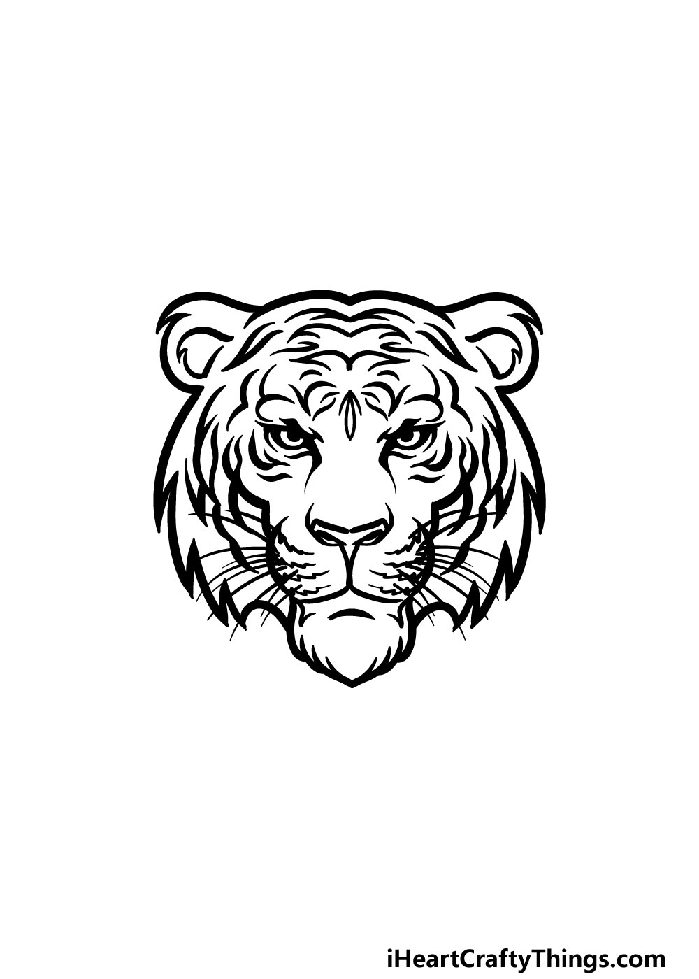 tiger face black and white simple