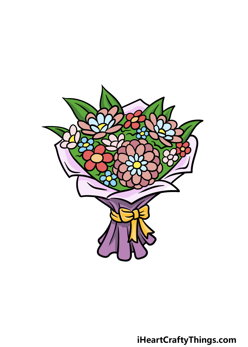 Easy How to Draw Simple Flowers Tutorial and Coloring Page