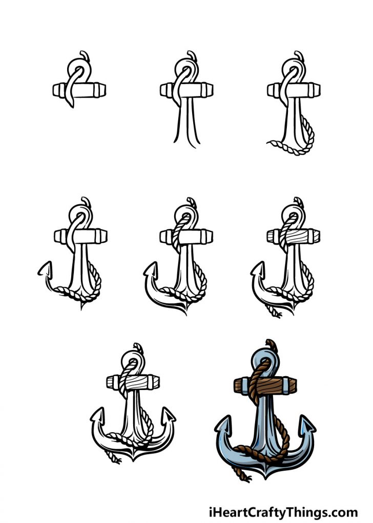 Anchor Drawing - How To Draw An Anchor Step By Step