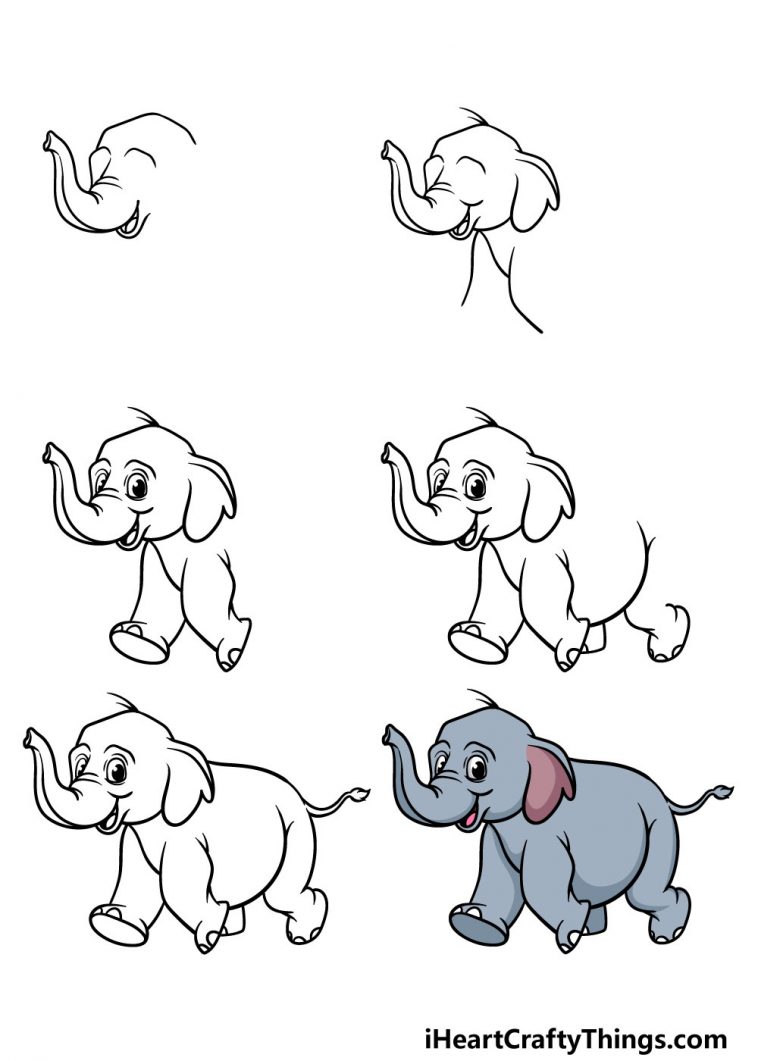 Baby Elephant Drawing How To Draw A Baby Elephant Step By Step