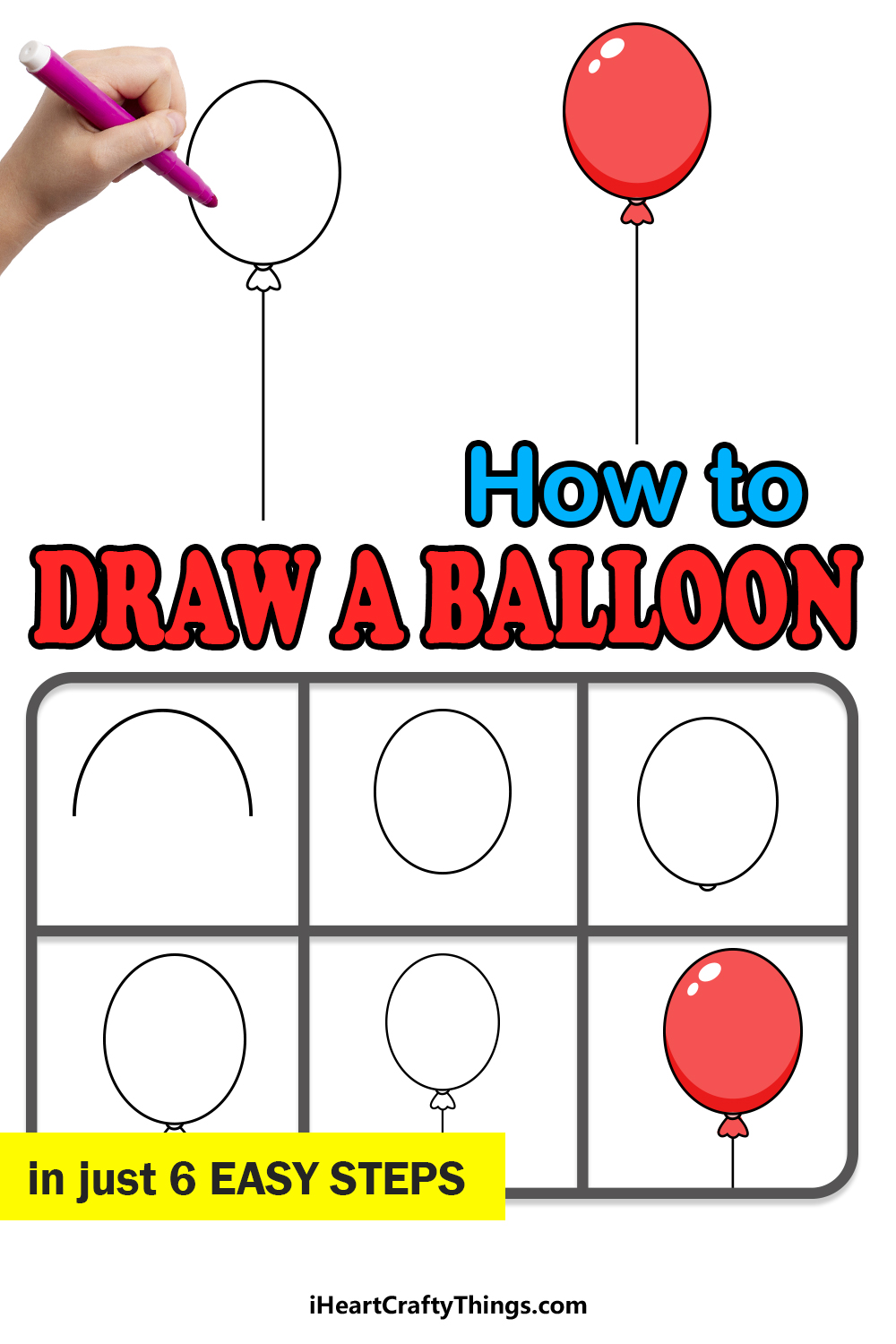 how to draw a balloon in 6 easy steps