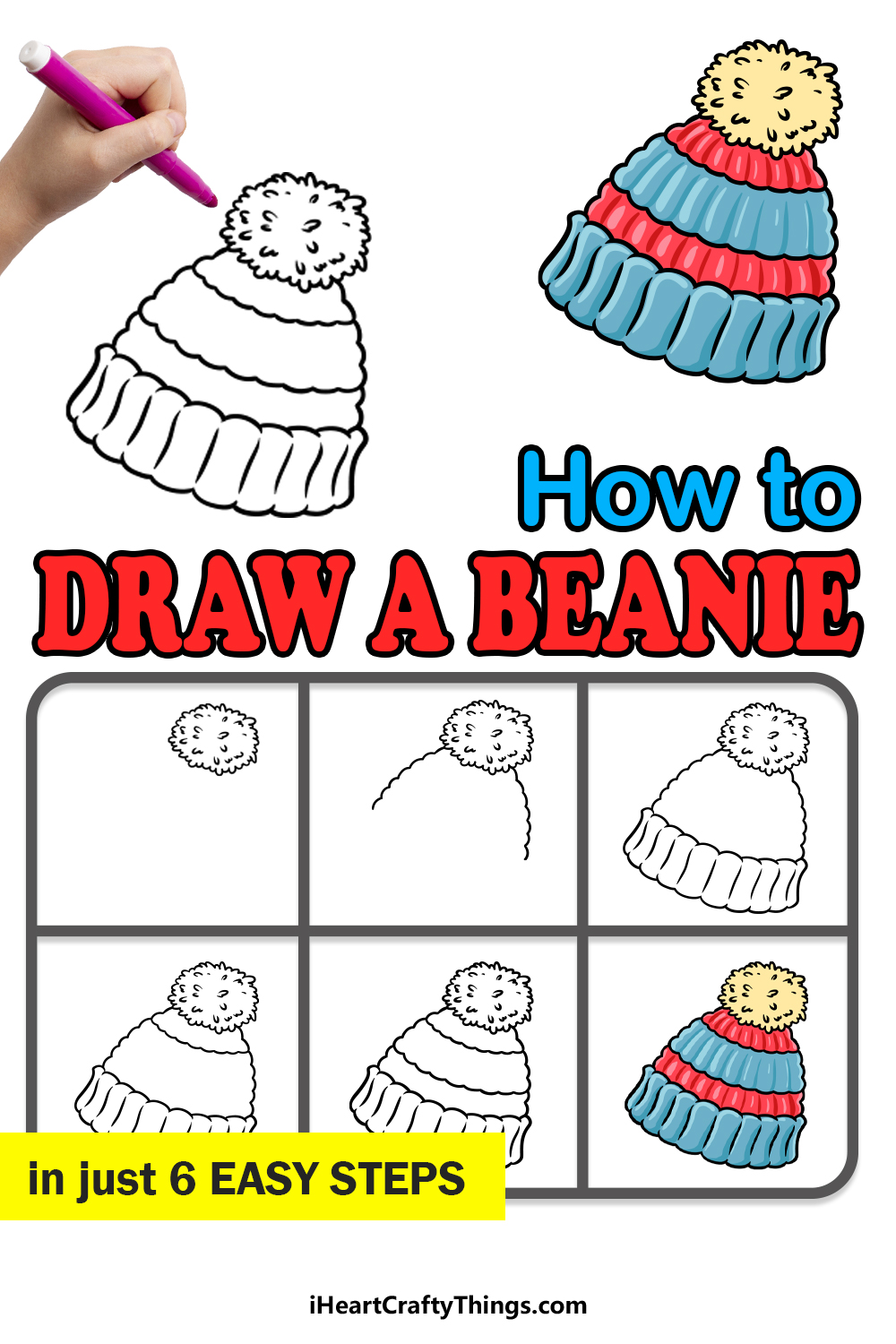 how to draw a beanie in 6 easy steps