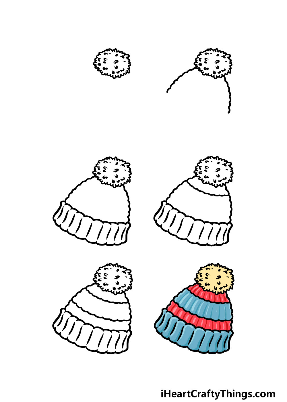 how to draw beanie in 6 steps