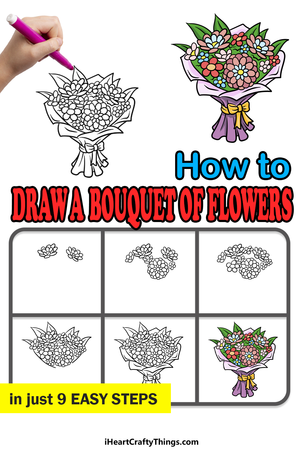 Bouquet Of Flowers Drawing How To Draw A Bouquet Of Flowers Step By Step