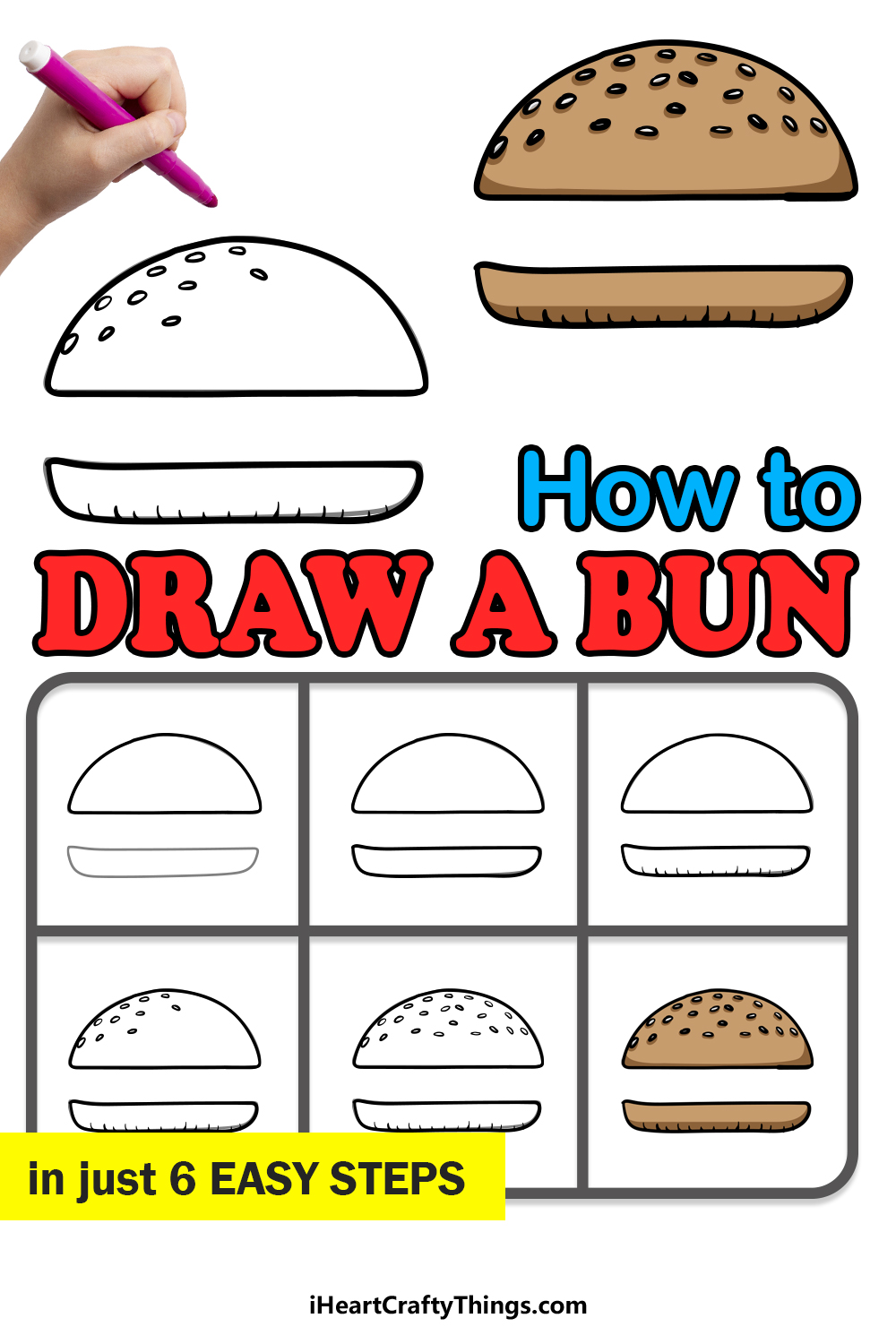 how to draw a bun in 6 easy steps