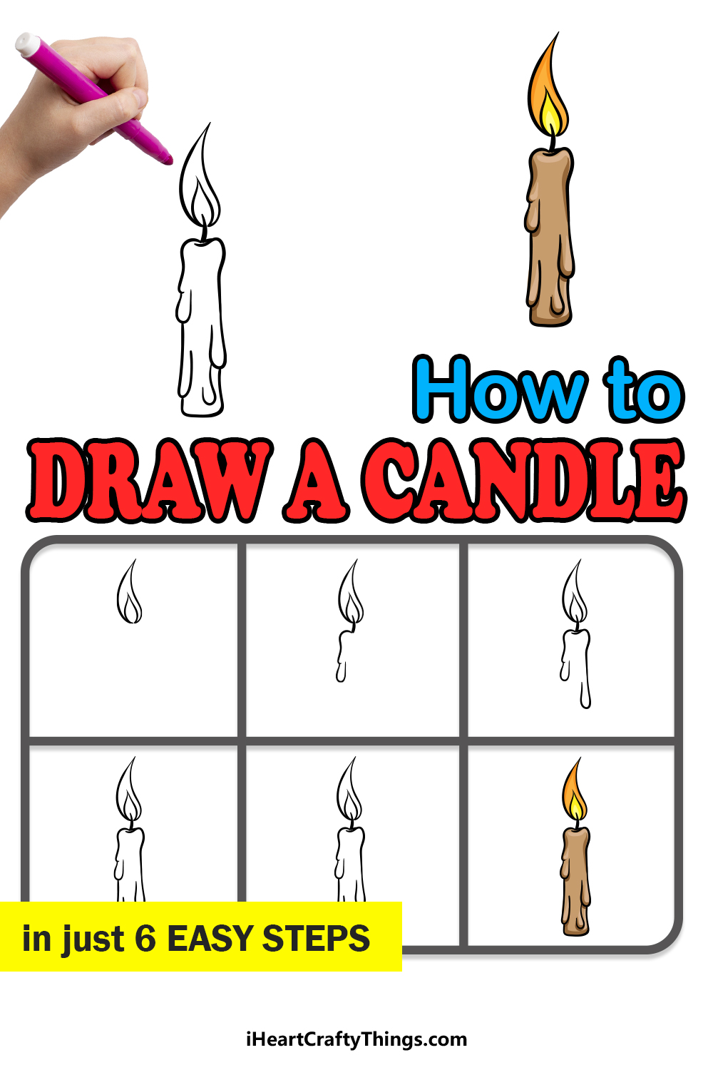 how to draw a candle in 6 easy steps