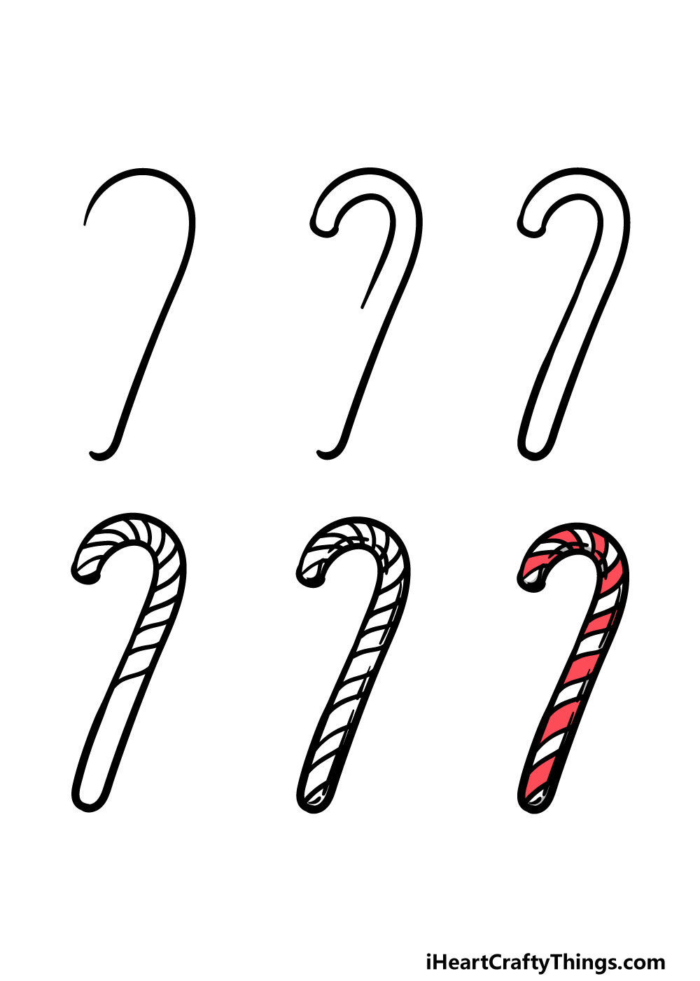 how to draw candy cane in 6 steps