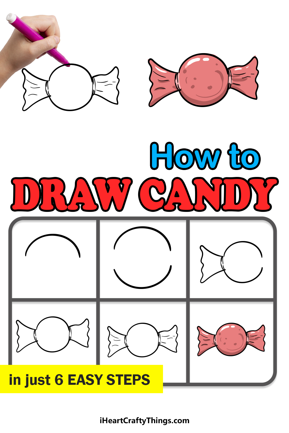 how to draw candy in 6 easy steps