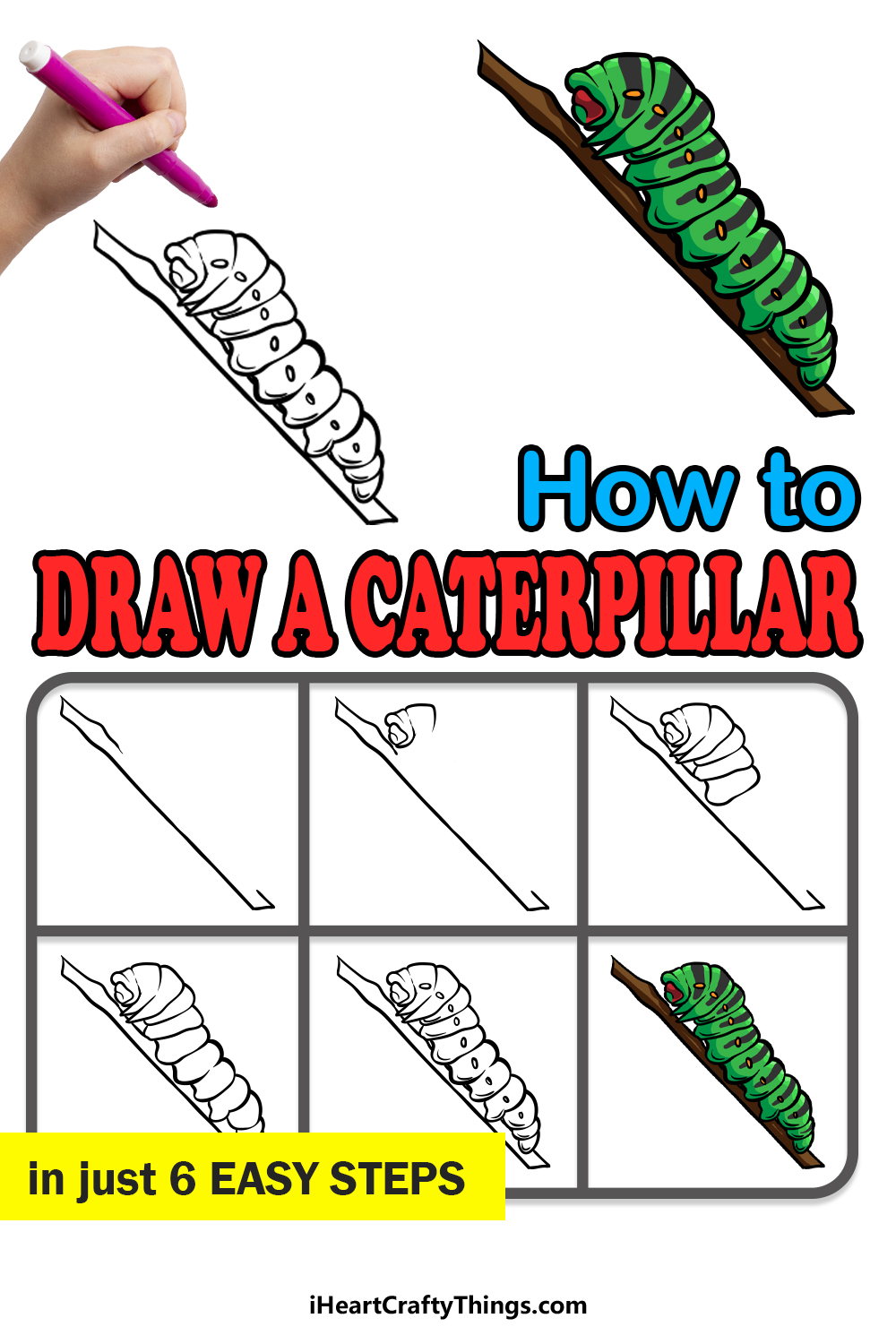 how to draw a caterpillar in 6 easy steps