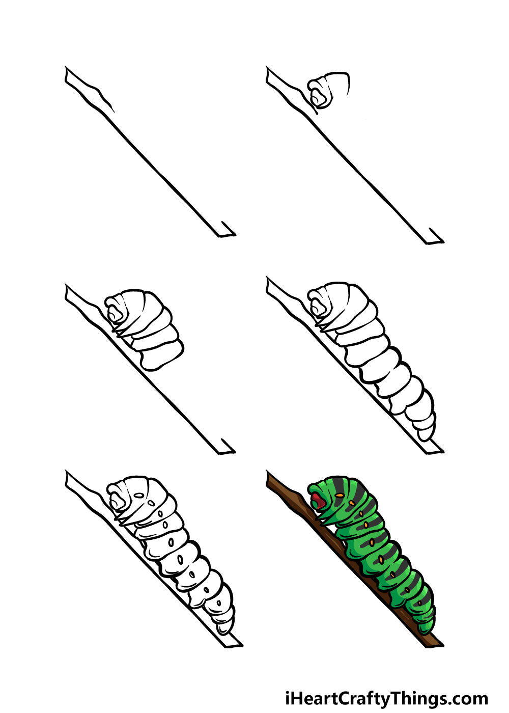 how to draw a caterpillar in 6 easy steps