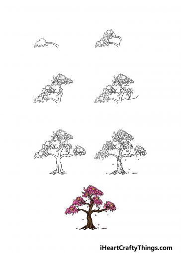 Cherry Blossom Tree Drawing - How To Draw A Cherry Blossom Tree Step By ...