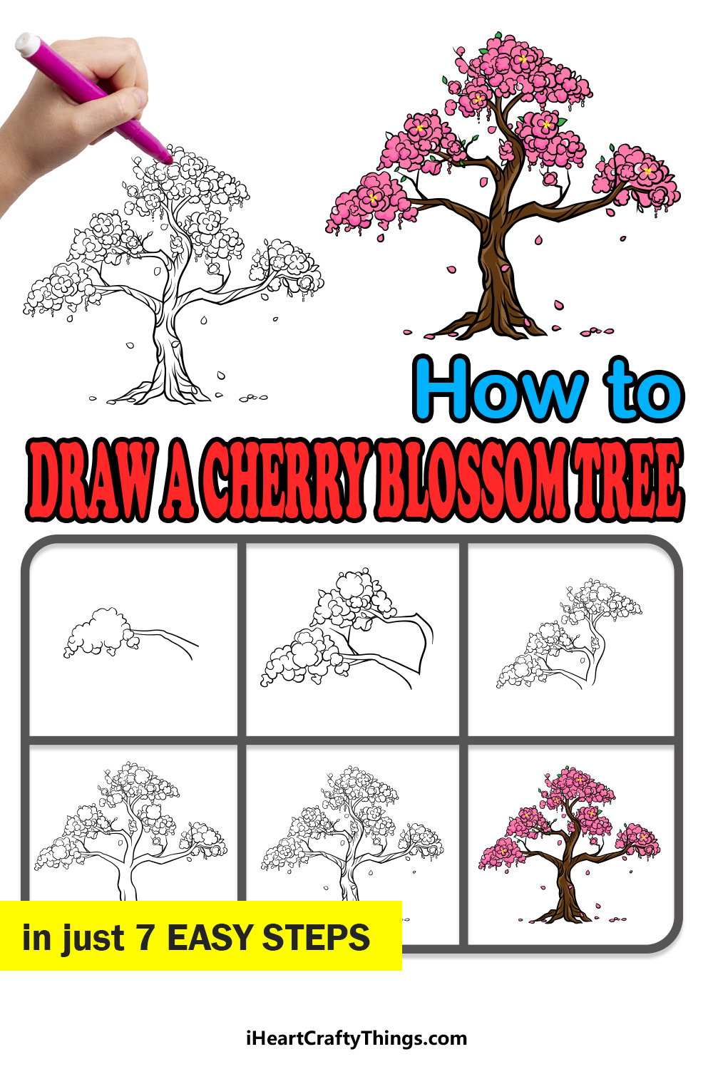 Lets Drawing a Cherry Blossom Tree  For beginner   YouTube