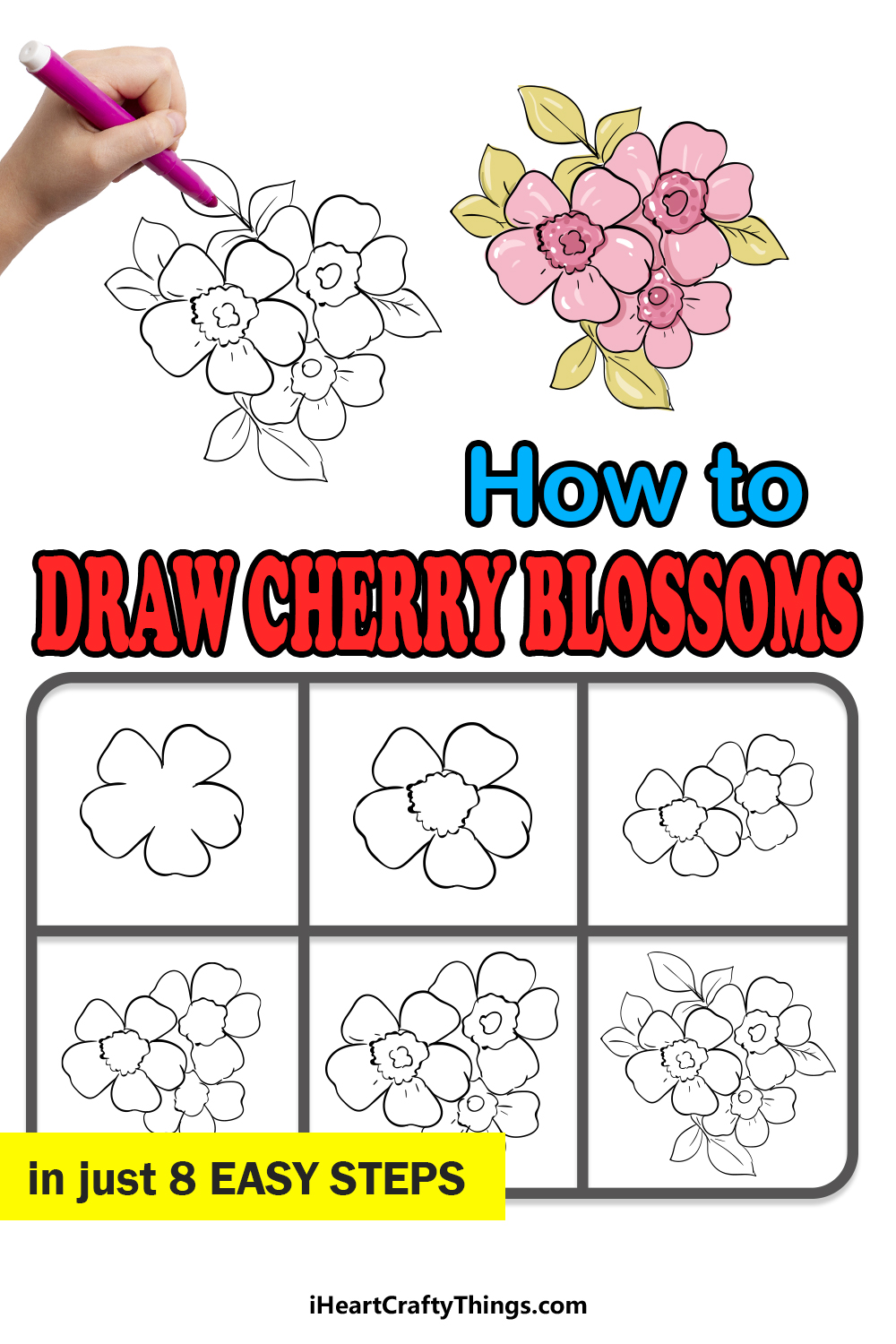 How to Draw a Cherry Blossom  Sakura Flower Sketch Lesson