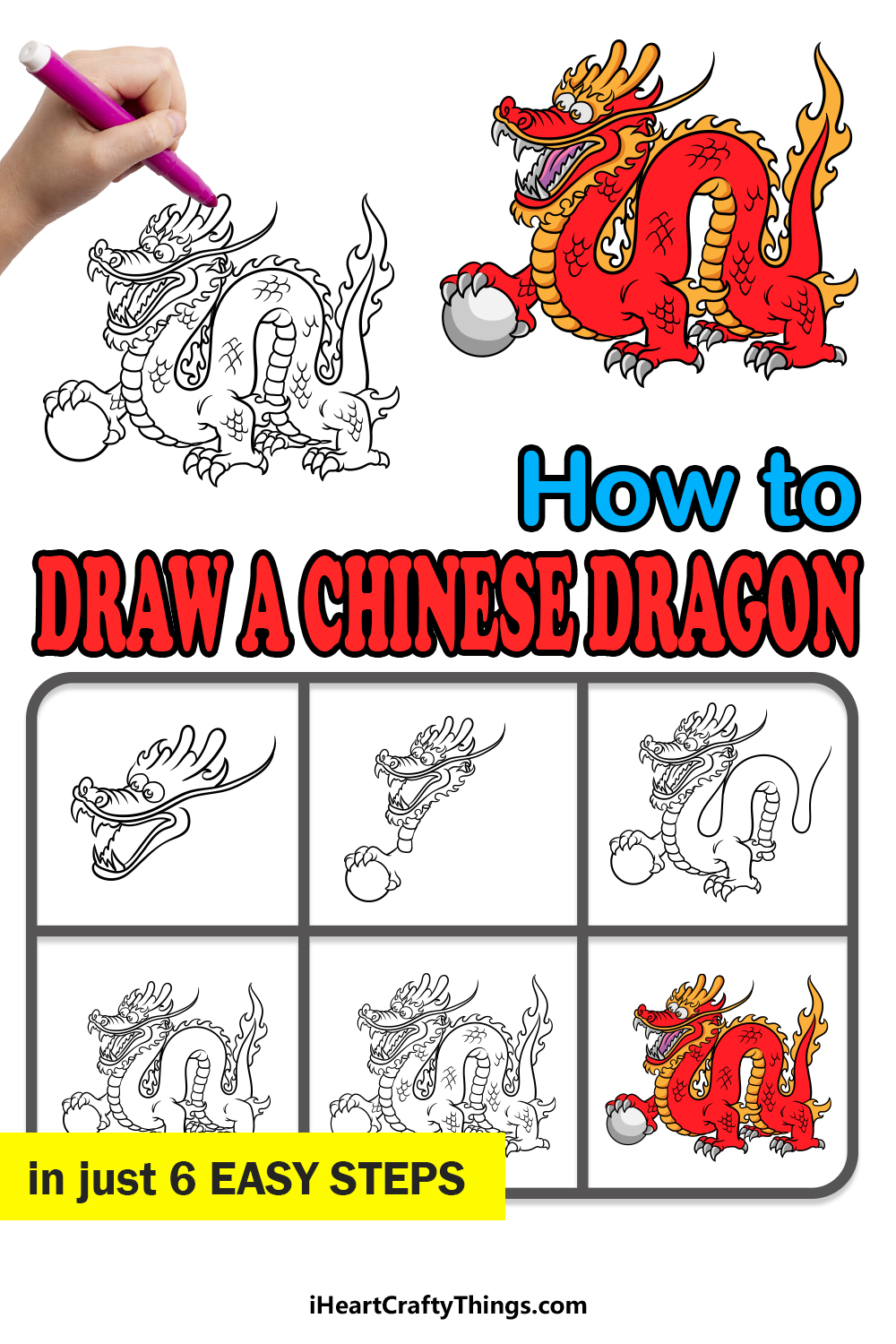 How to draw a Chinese dragon | Step by step Drawing tutorials