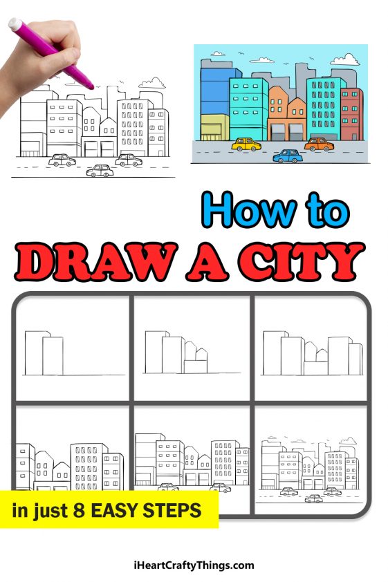 City Drawing - How To Draw A City Step By Step