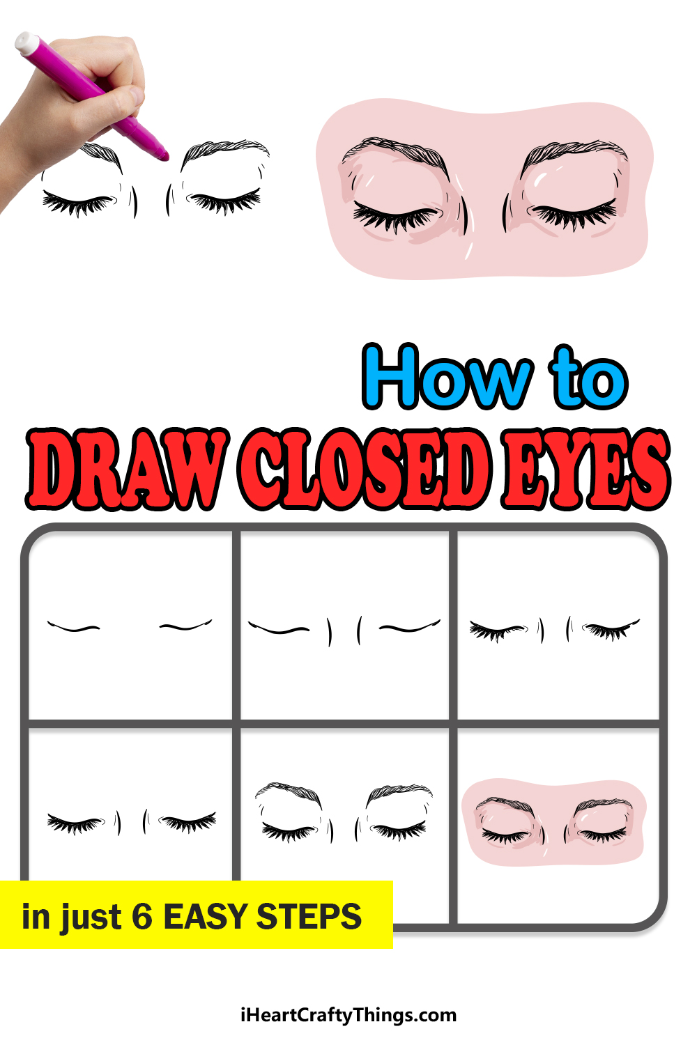 how to draw closed eyes in 6 easy steps