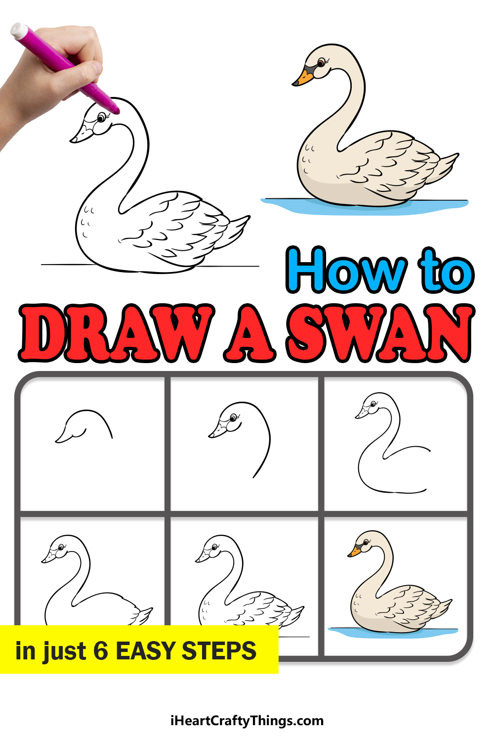 how to draw a swan in 6 easy steps