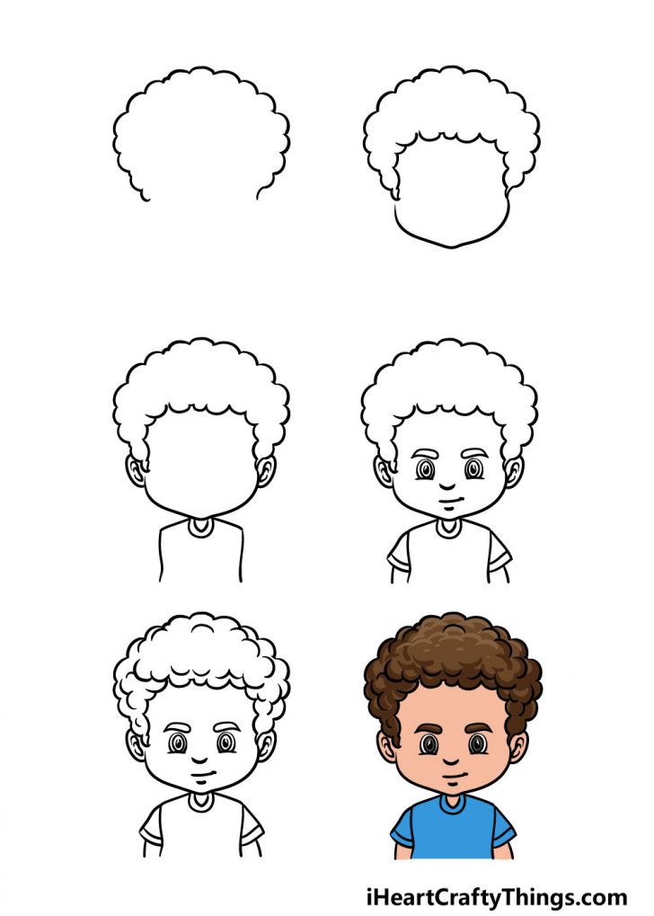 Curly Male Hair Drawing How To Draw Curly Male Hair Step By Step