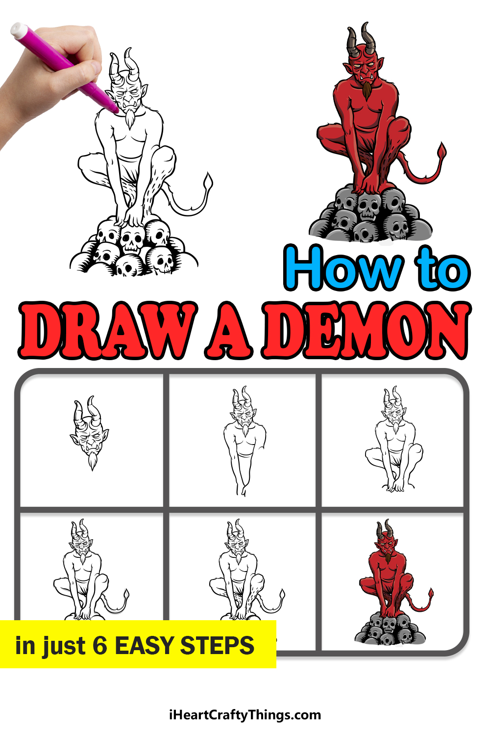 how to draw a demon in 6 easy steps