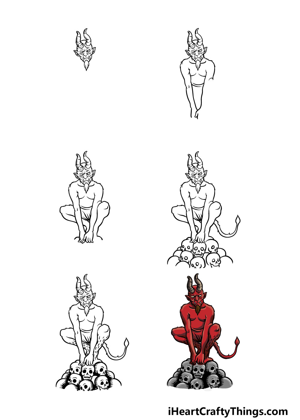 how to draw a demon in 6 steps