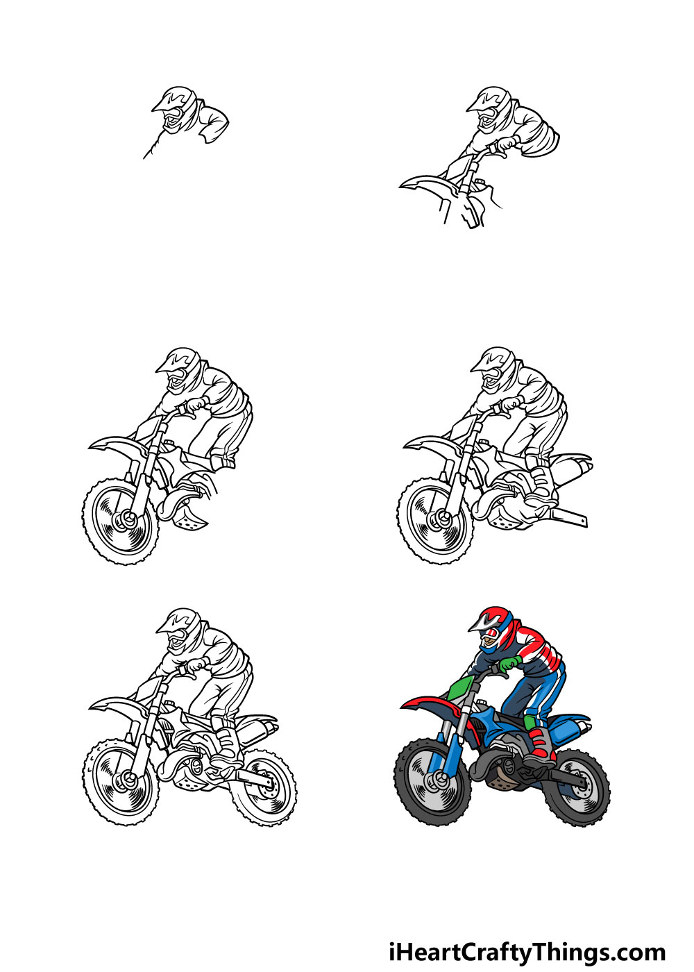 how to draw a dirt bike in 6 steps