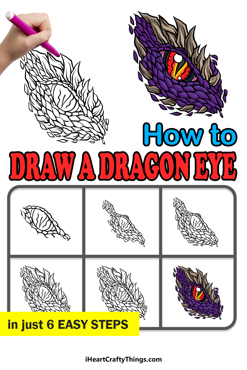 how to draw a dragon eye easy