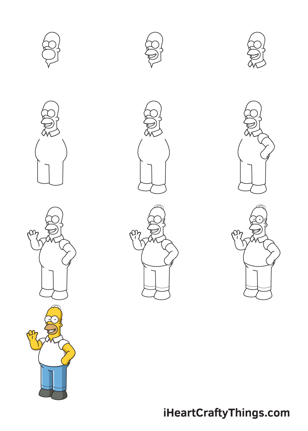 Homer Simpson Drawing - How to draw Homer Simpson step by step (2023)