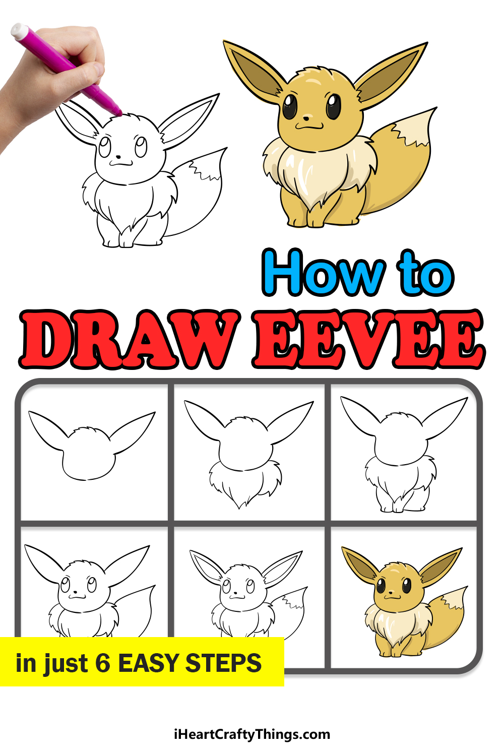 how to draw eevee in 6 easy steps