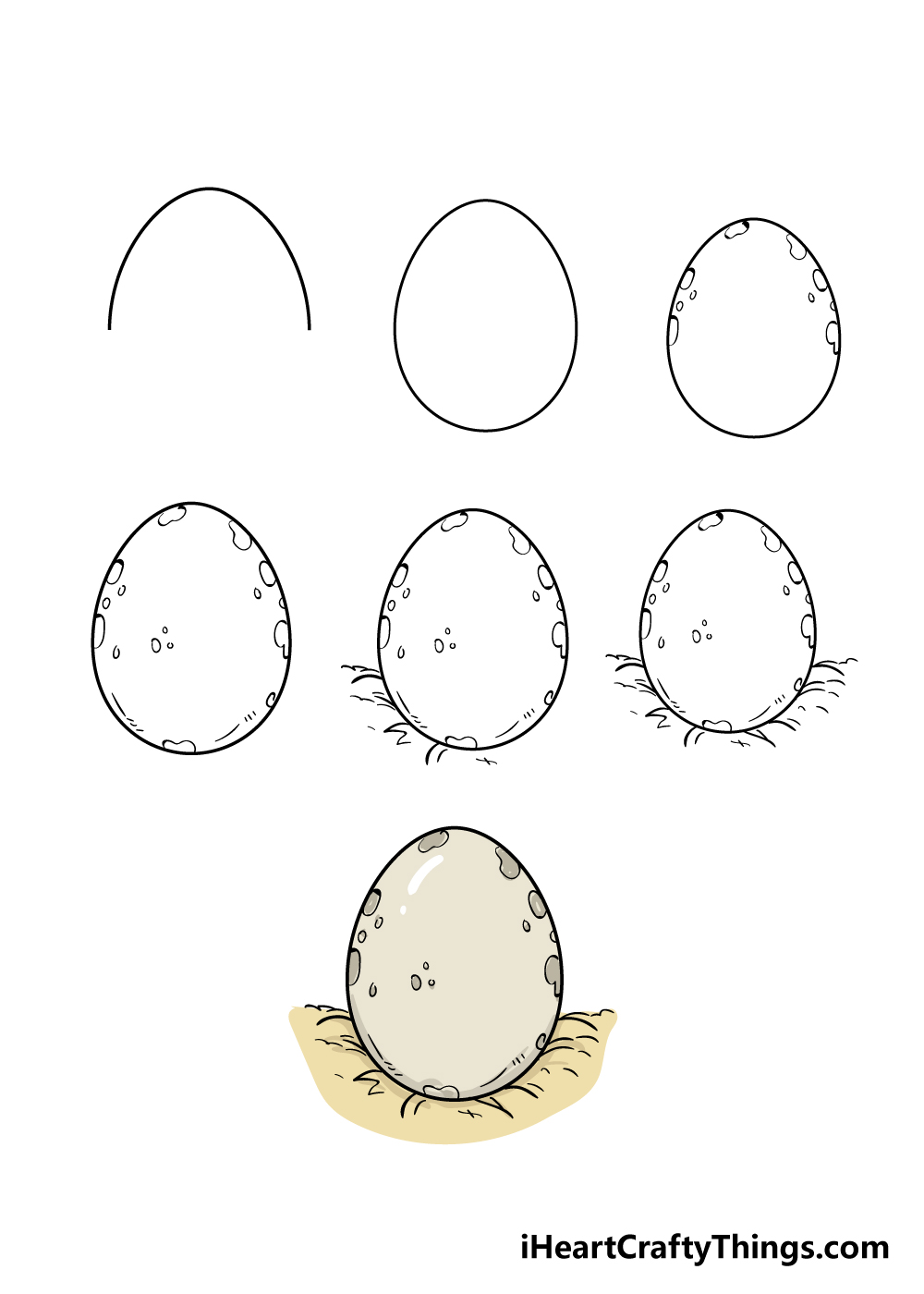 how to draw egg in 7 steps