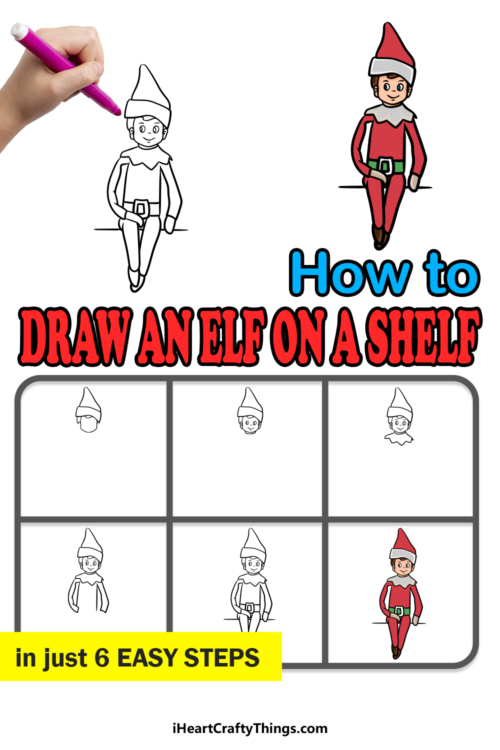 How to draw an elf on a shelf in 6 easy steps