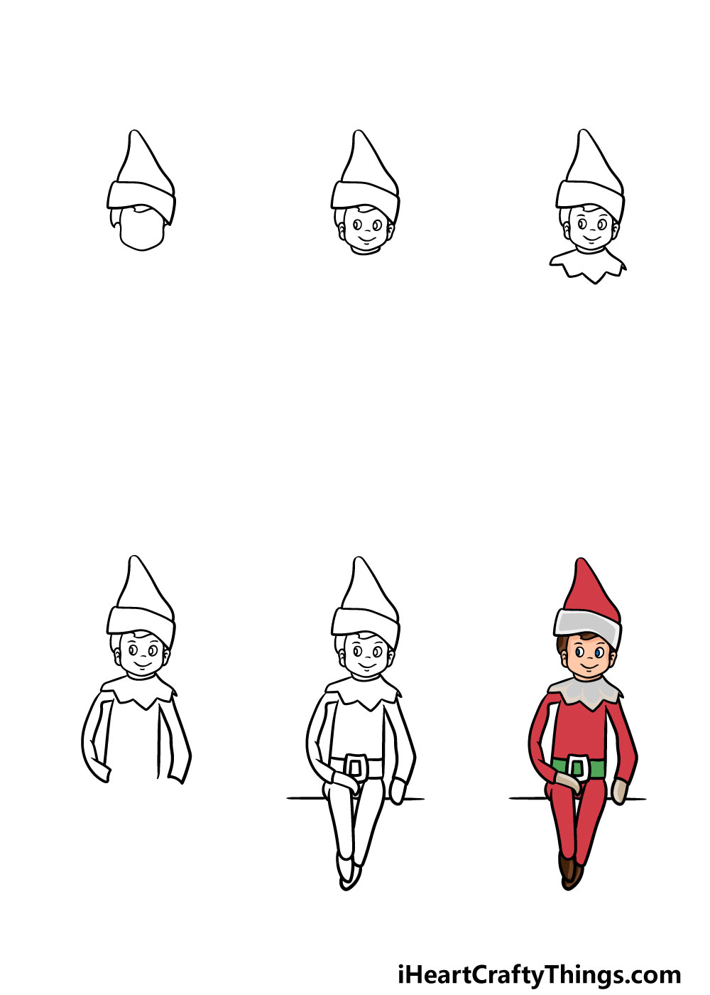 how to draw an elf on a shelf in 6 steps