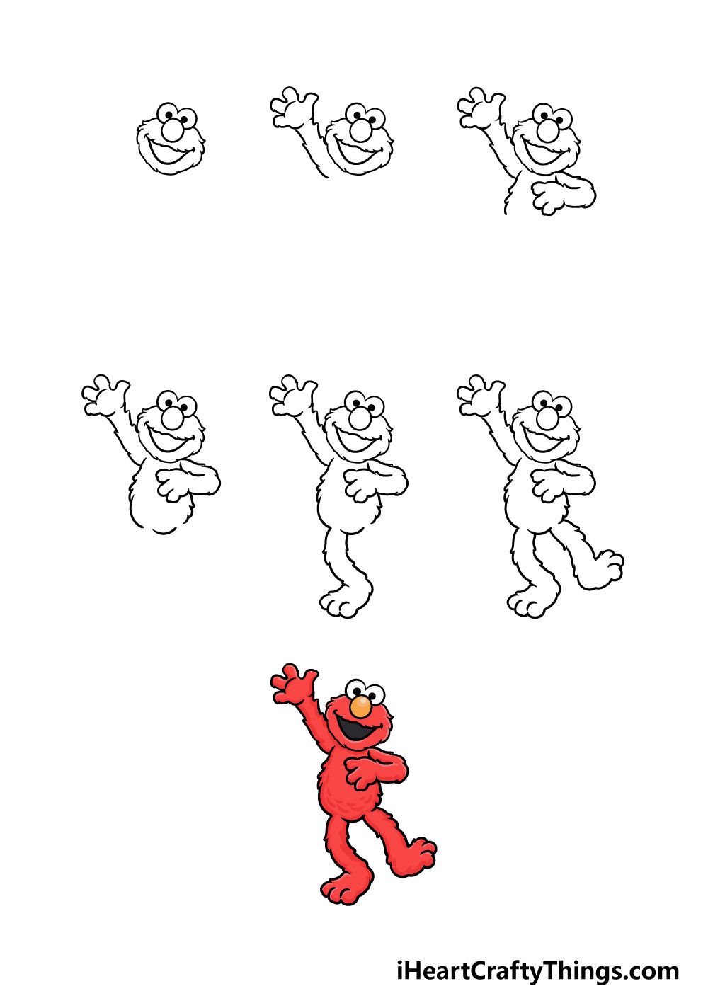 how to draw elmo in 7 steps